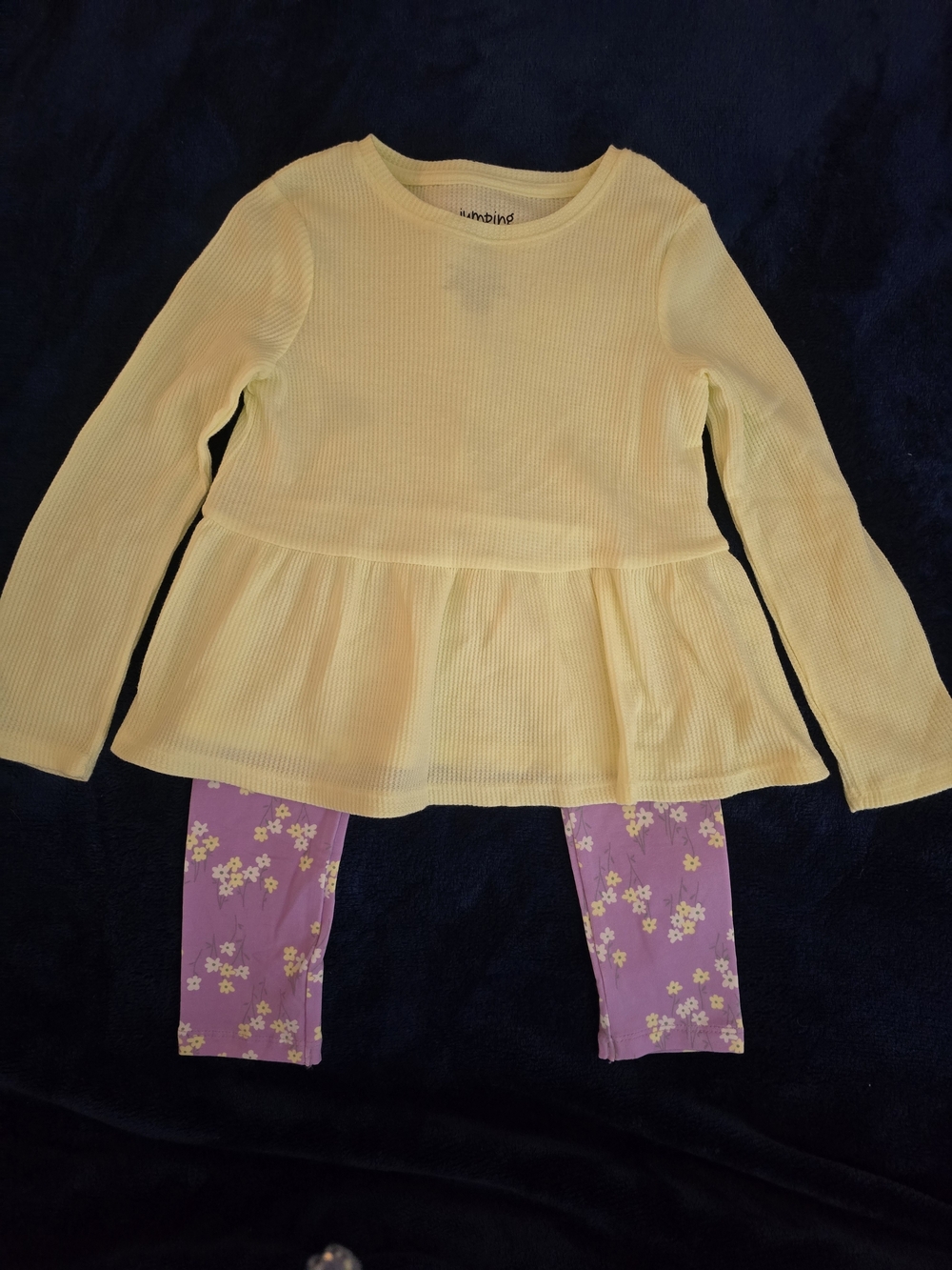jumping beans Yellow Ribbed Long-Sleeve Peplum Top